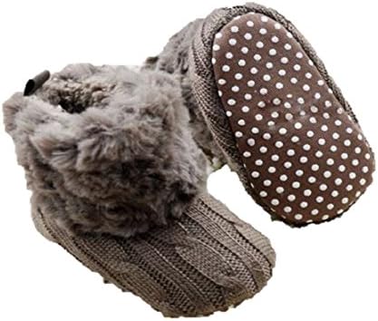 Neyroz 100% Handmade Winter Warm First Walkers Baby Ankle Snow Boots Infant Crochet Knit Fleece Baby Shoes For Boys Girls New Born To 18 Months Baby (3, Brown)