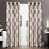 Exclusive Home Akola Medallion Linen Jacquard Grommet Top Curtain Panel Pair
