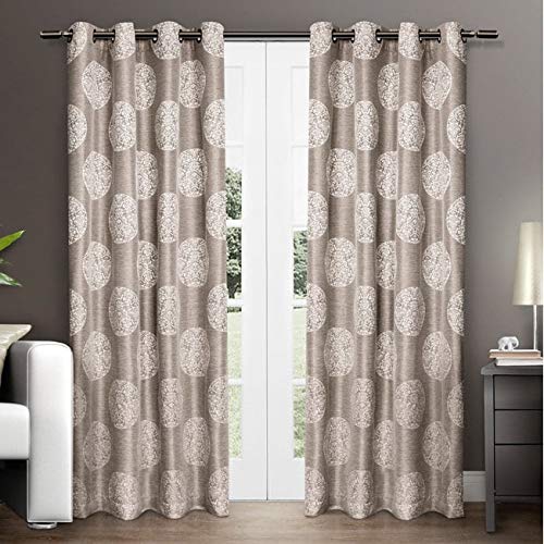 Exclusive Home Akola Medallion Linen Jacquard Grommet Top Curtain Panel Pair