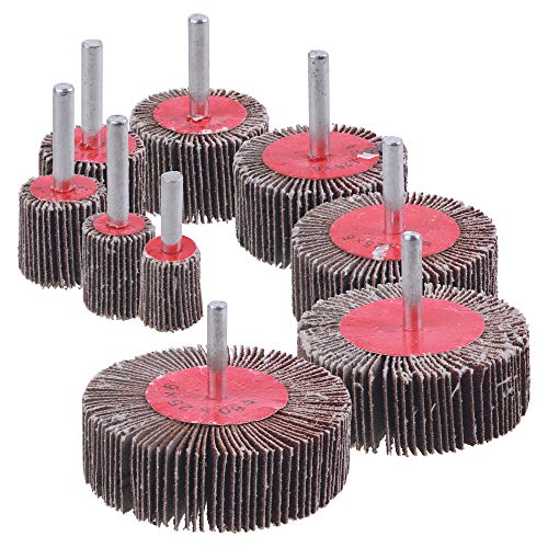 9 Pack 1/4" Abrasive Flap Wheel Sander Set, Rocaris 80 Grit Aluminum