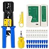 RJ45 Crimp Tool Kit Pass Thru Cat5 Cat5e Cat6 RJ45 Crimping Tool with 20PCS RJ45 Cat6 Pass Through Connectors, 20PCS…