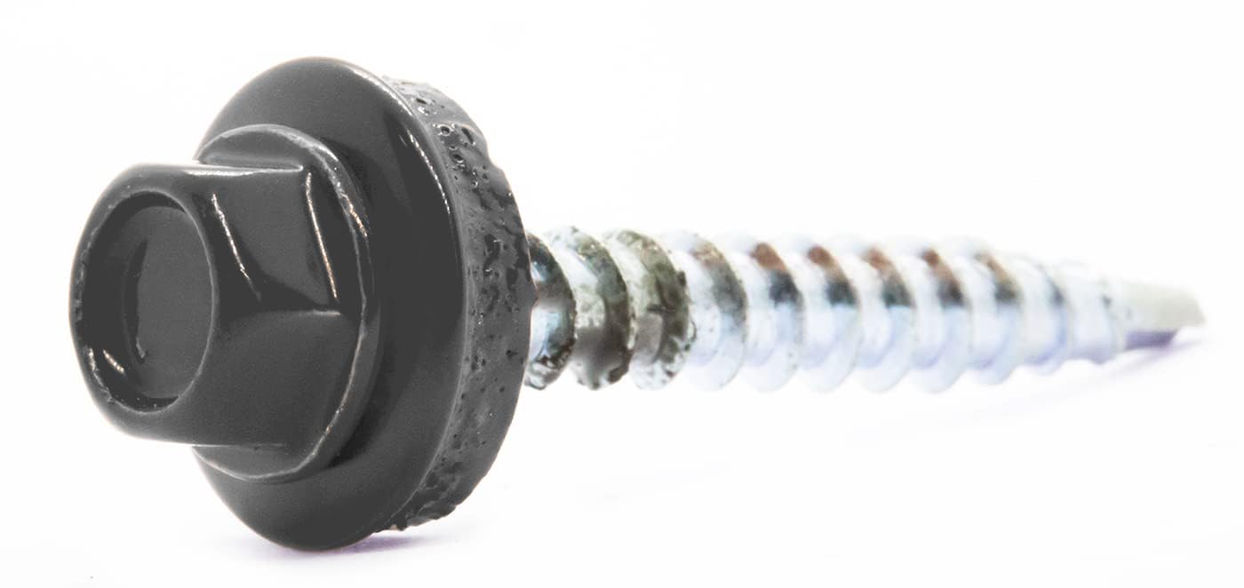 4.8mm x 35mm Graphite Grey Self-Drilling Roofing Screws with EPDM Sealing Washer Painted RAL 7024 (Pack of 50) C07CD