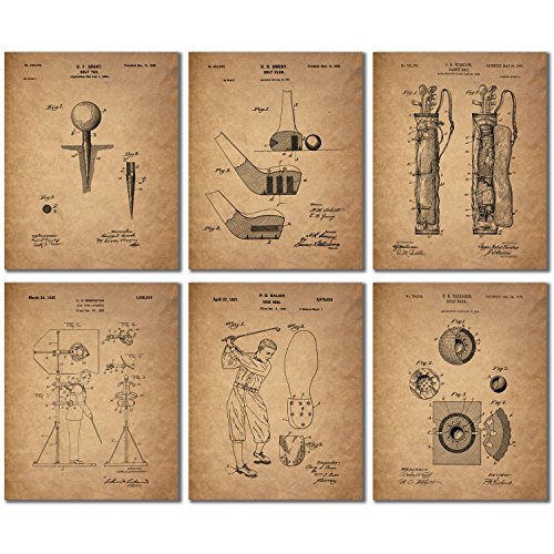 Golf Patent Wall Art Prints - Set of Six Photo Prints