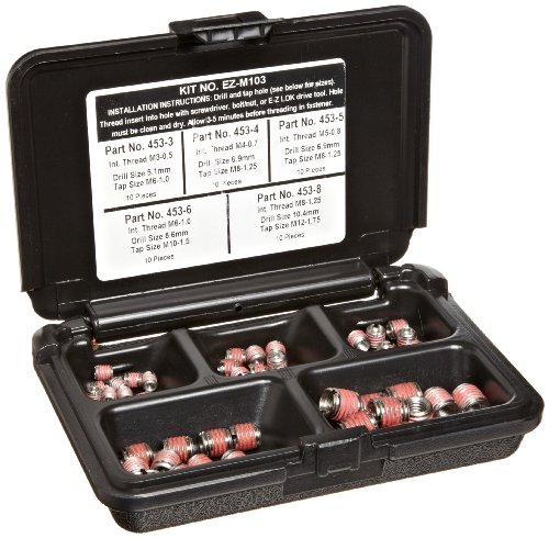 E-Z LOK Threaded Inserts For Metal; Assortment Kit; Stainless Steel; Metric Internal Threads, M3-0.5, M4-0.7, M5-0.8, M6-1.0, M8-1.25; 50 pieces