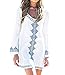 Bestyou® Women's Embroideried Swimsuit Cover up Tunic Shirts Beachwear (White), US XS-M