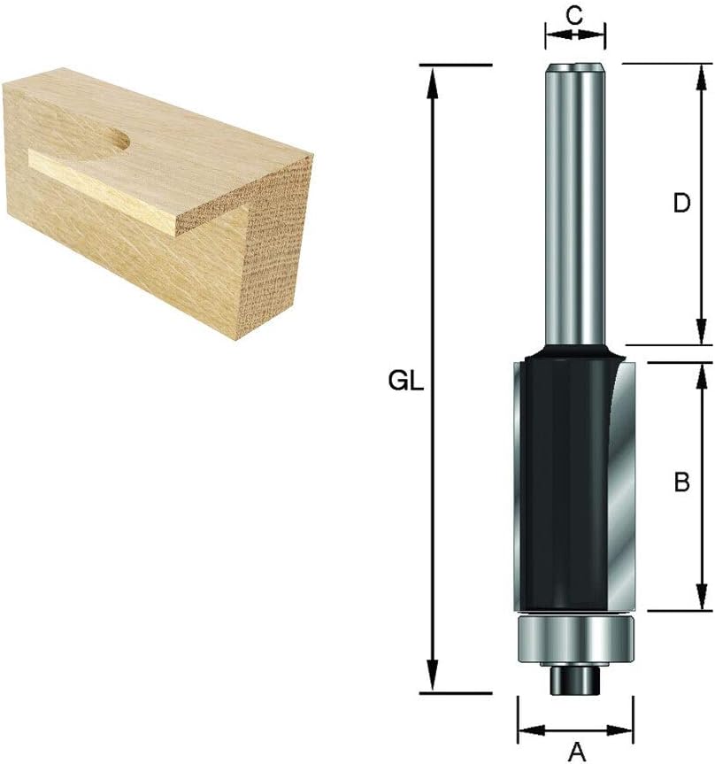 ENT 13560 Trimming Cutter Carbide, Shank (S) 6 mm, Diameter (D) 9,5 mm, NL 12,7 mm, SL 32 mm, GL 55 mm, with Ball Bearing - Image 3