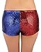 HDE Women's Red and Blue Metallic Sequin Booty Shorts for Harley Misfit Halloween Costume (Red and Blue, X-Large)