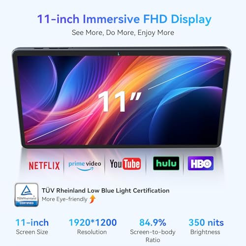 11 Inch Android 16 Tablet with Gemini AI, 24GB RAM+256GB ROM (TF 2TB), 1920x1200 FHD 2K Display, Octa-Core, 8000 mAH with Fast Charge, Large Android Tablets for Game, Office, Movie