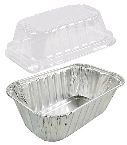 1 lb. Aluminum Foil Mini-Loaf Pan w/Clear Dome Lid - Disposable Containers (Pack of 25 Sets)