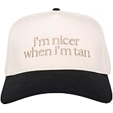 KATYDID I’m Nicer When I’m Tan Vintage Hat - Two-Toned Trucker Hat - Embroidered Vintage Baseball Cap for Women - Snapback