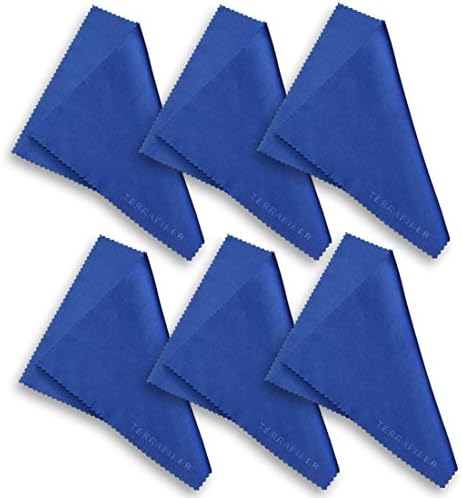 TERRAFIBER Ultra Premium Quality Microfiber Cleaning Cloth Packages for Tablets Cell Phones Eyeglasses Camera Lenses Jewelry and All Other LCD Surfaces (6 Blue)