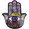 Huluth Eye Hand Patch Iron on Patches for Clothing Sequin Patches Embroidered Patches Applique Compatible Jackets Jeans T-Shirt Hoodies (Colorful)