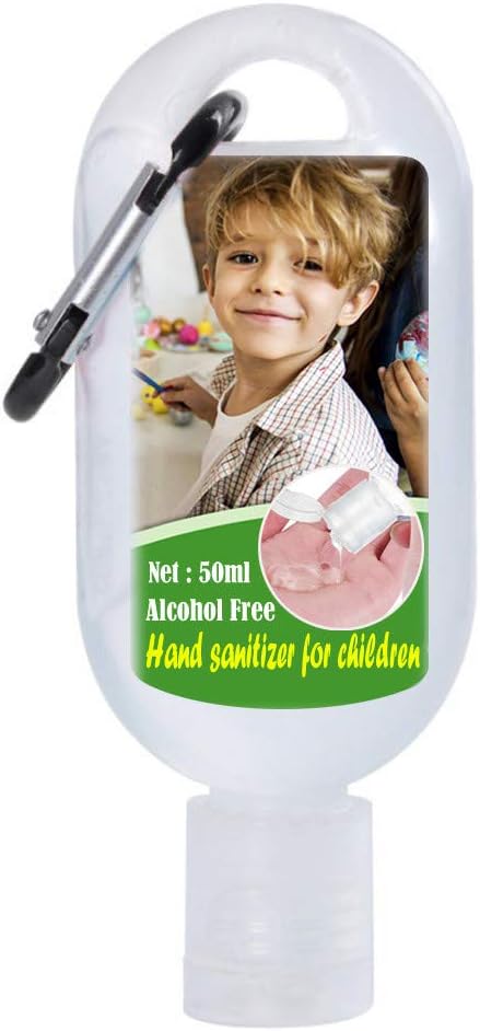 Cithy Baby Rinse-Free Hand Sanitizers with Hood, Portable Hand Soap Gel to Skin Cleanser, Free Wash Hand Sanitizer Gel Clip to School Bag (1PC 50ml Black Hood)
