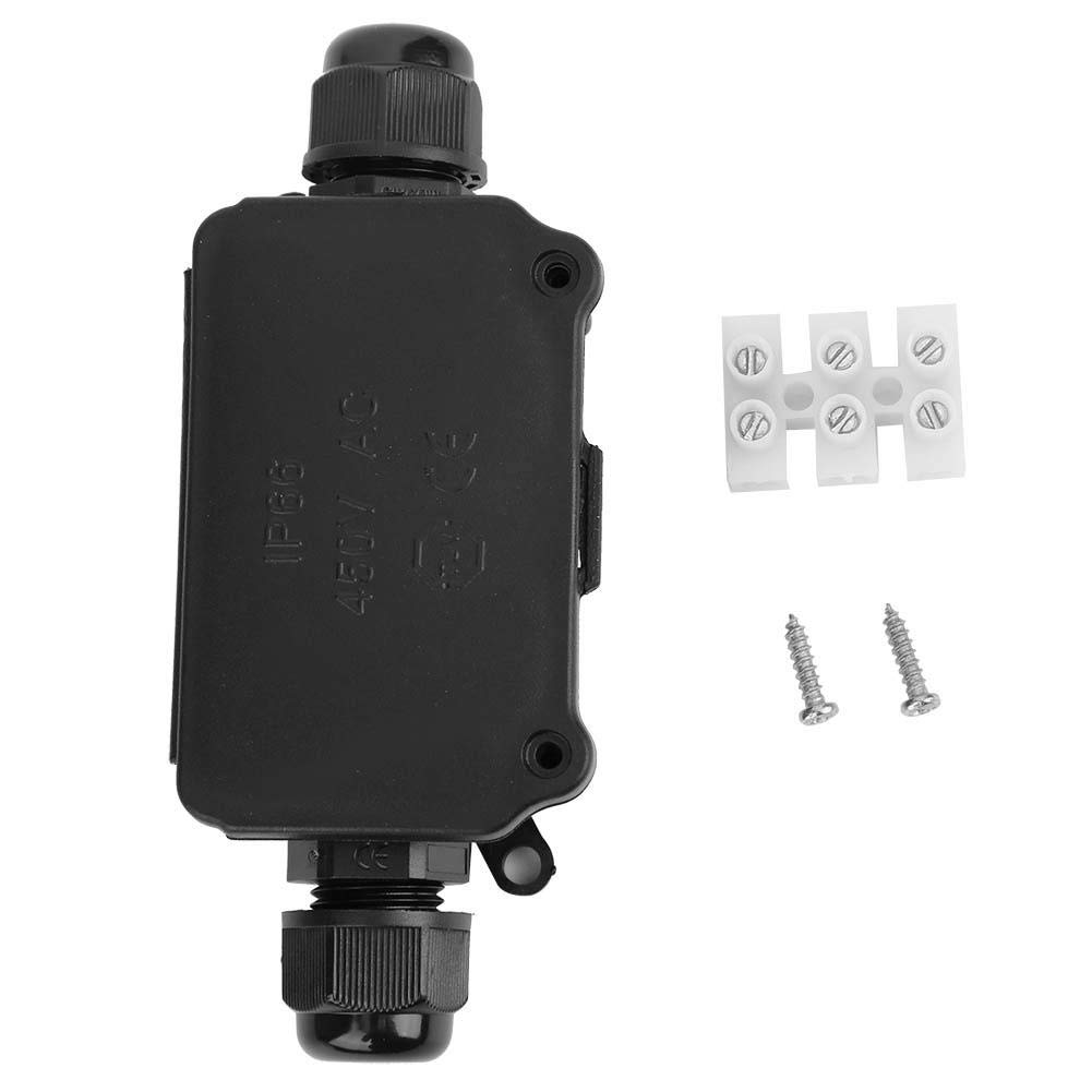 4 Pcs IP66 Waterproof Junction Box, 2-Way Outdoor Electrical Cable Wire Connectors, Black Extension Cable Connectors Junction Boxes, for Indoor And Outdoor Electrical