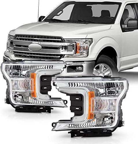 18 19 ラッピング無料 フォード F 150 F150 ピックアップトラック ハロゲンタイプ クロム ヘッドライト 左 助手席右 クリア ドライバー ペア