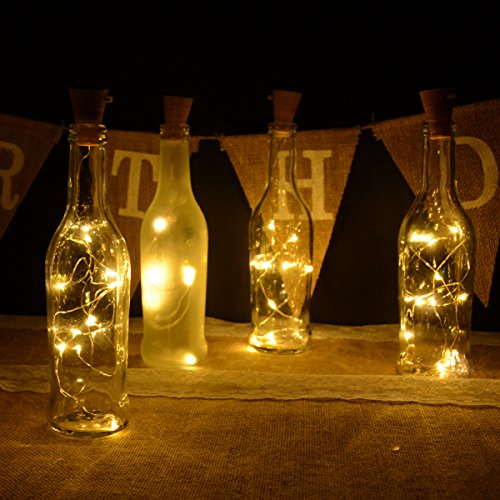 Abkshine 4 Pack Warm White Solar Cork Lights for Empty Wine Bottles, 10
