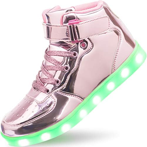 Aptesol Kids Youth Led Light Up Sneakers Unisex Boys Girls High Tops Cute Cool Flashing Shoes Halloween Xmas School Birthday Party Dancing Shoes Pink 11 5 Little Kid Amazon Ae
