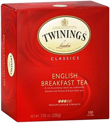 TWININGS TEA, TEA, ENGLISH BREAKFAST, Pack of 4, Size 100 BAG - No Artificial Ingredients