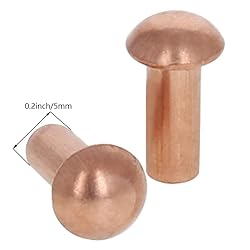 Aicosineg 50pcs 0.47" Length Copper Solid Rivets M5