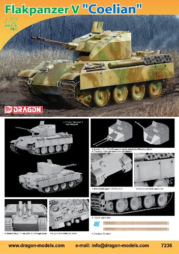 Dragon Models Flakpanzer V "Coelian" Armor Pro Series Tank Model Building Kit, 1:72 Scale