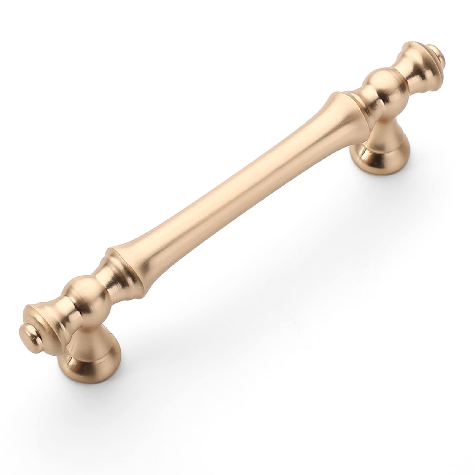 Amerdeco 10 Pack Brushed Brass Cabinet Pulls 96mm Hole Center Cabinet Hardware Gold Kitchen Cabinet Handles for Bathroom Drawer Pulls Dresser Pulls UK0017