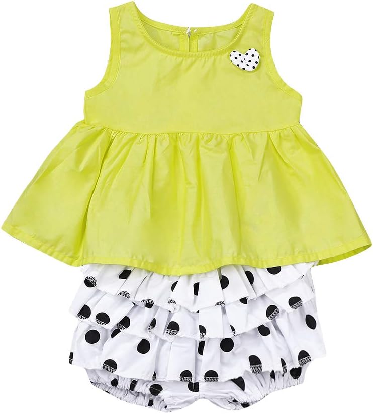 bilison Toddler Baby Girl Clothes Sleeveless Ruffle Polka Dot Vest Top Short Pants Summer Outfit Set for Girls Kids