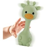AULEGE Giraffe Silicone Baby Teether Rattle Toys for 0-6 6-12 Months(Olive) | BPA-Free Infant Teething Toy with Rattle Sound, Easy-Grip Design for Teething Relief