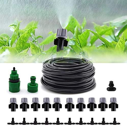 Tascoli 1 Sets Fog Nozzles Irrigation System Portable Misting Automatic Watering 10m Garden Hose Spray Head with 4/7mm Tee and Connector