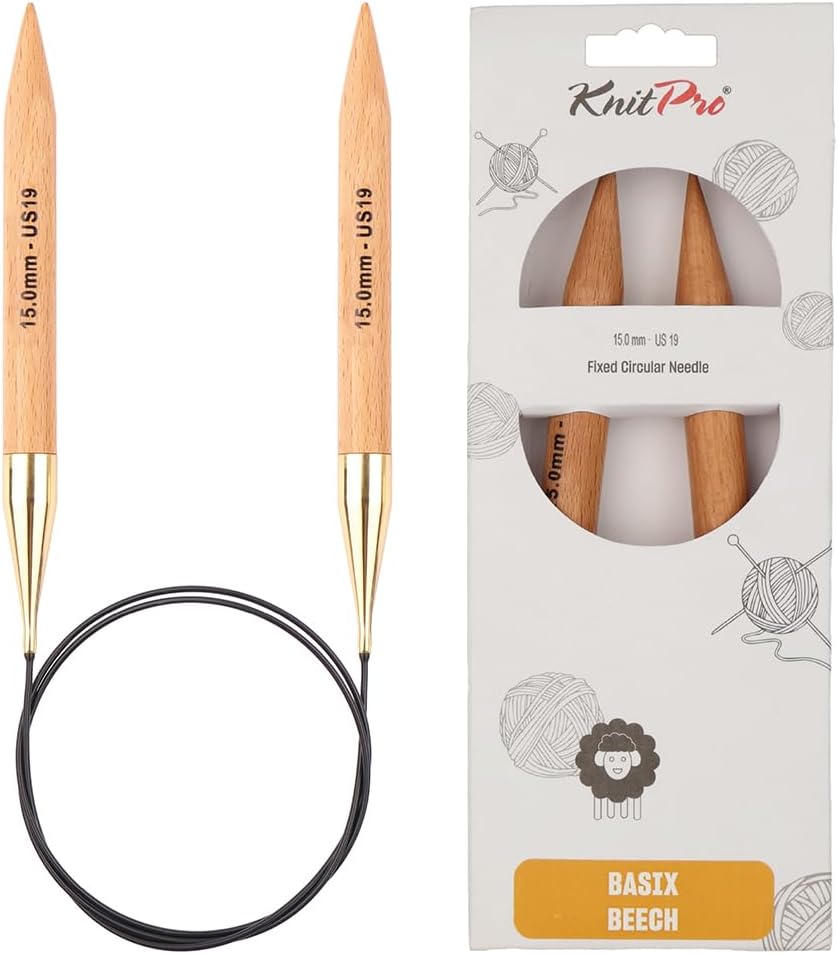 KnitPro Basix Beech Fixed Circular Needles 32in 15mm