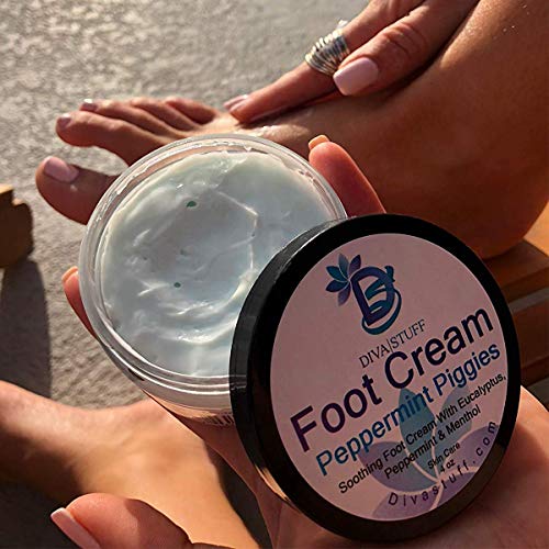 Diva Stuff Peppermint Piggies Soothing & Relaxing Foot Cream with Peppermint, Eucalyptus & Menthol, 4.5 oz (Made in the USA)