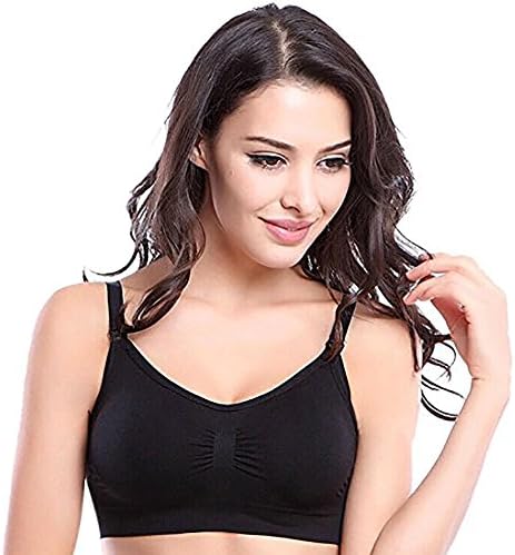Anmengte Womens Seamless Push Up Nursing Bra Comfort Sleep Maternity Bralette (XL, 03Black)