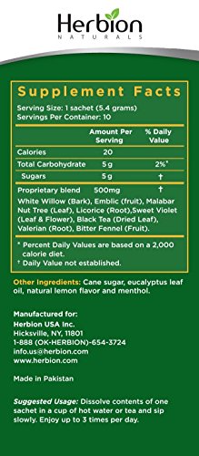 Herbion Naturals Respiratory Care - Natural Care - Herbal Granules - Lemon - 10 Packets, Health Supplements, Respiratory Wheat Free Vegan - Thumbnail 2