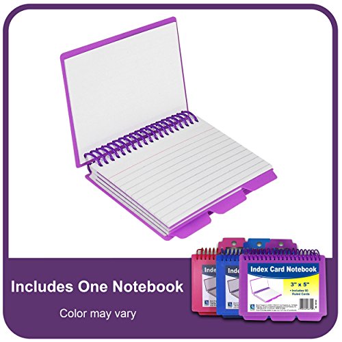 CLine Spiral Bound Index Card Notebook with Tabs, Includes 60 Ruled 3