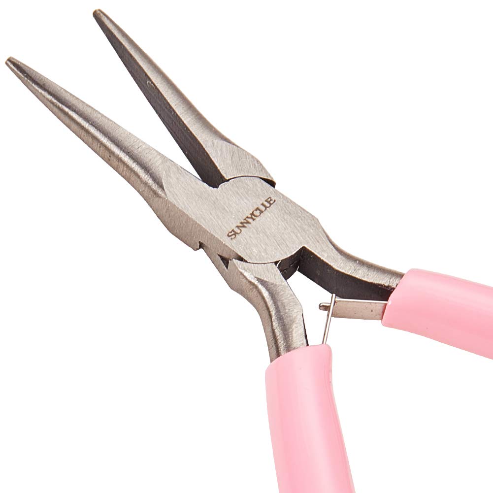 SUNNYCLUE 5 Inch Long Chain Jewelry Making Pliers Tools with Flat Jaws Mini Precision Pliers for DIY Jewelry Making Beading Repair Hobby Supplies Projects Pink