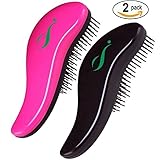 DETANGLING HAIR BRUSH or COMB - Glide Through Thick, Fine, Curly, All Types of Natural & Tangled Hair - Wet & Dry - 2 Piece - Pink & Black Detangler Comb - For Kids, Women, Men - IDEAL GIFT!