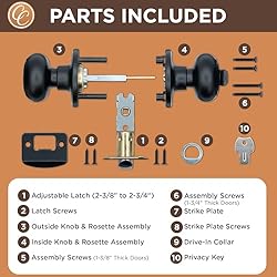 Copper Creek Matte Black Door Knobs - Round