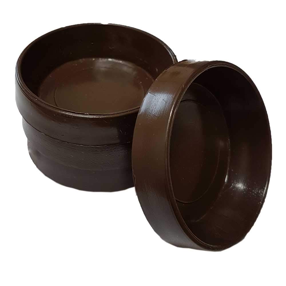 Brown Castor Cups 52mm Protect Wooden, Laminate, Tiled Floors and Carpets from Wheel Damage and Scratches caused by Chair, Bed, Sofa and Table Legs (4, Large)