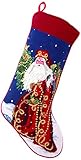 Victorian Style Santa Claus with Toy Soldier Christmas Stocking, Wool, Needlepoint, 11 X 18 Inch