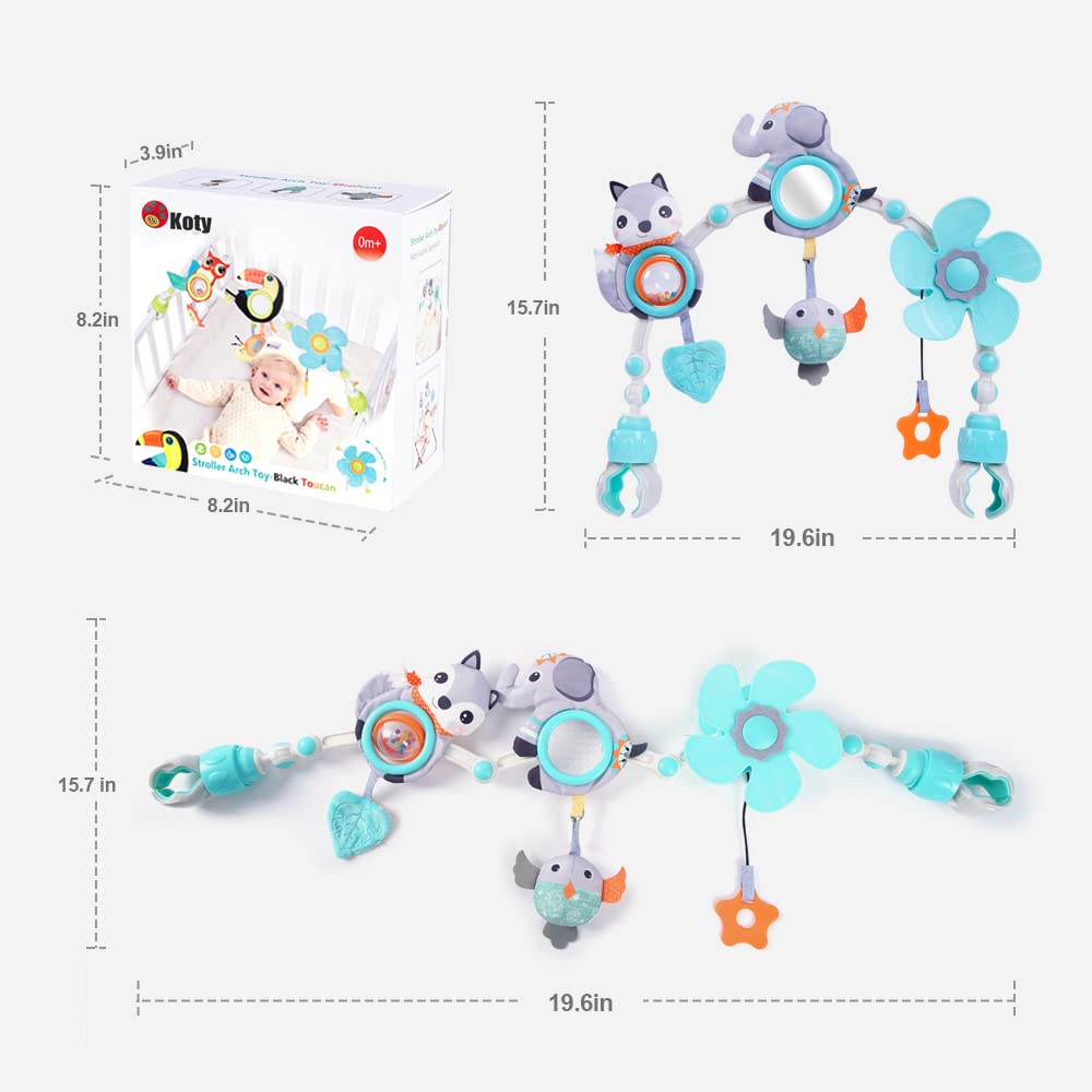 Koty Baby Stroller Arch Toys,Baby Crib Mobile Musical Toys, CarSeat for Bouncer, Newborns Sensory Activity Arch, Adjustable Travel Toy for Bouncers, Car Seat & Pram Toy 0-24 Months (Elephant)