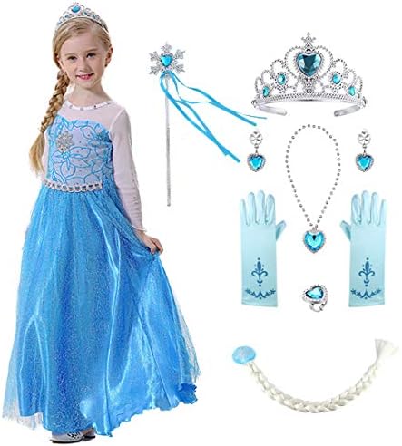 Little Girls Elsa Princess Costume Birthday Dress Up Halloween Snow Queen Cosplay