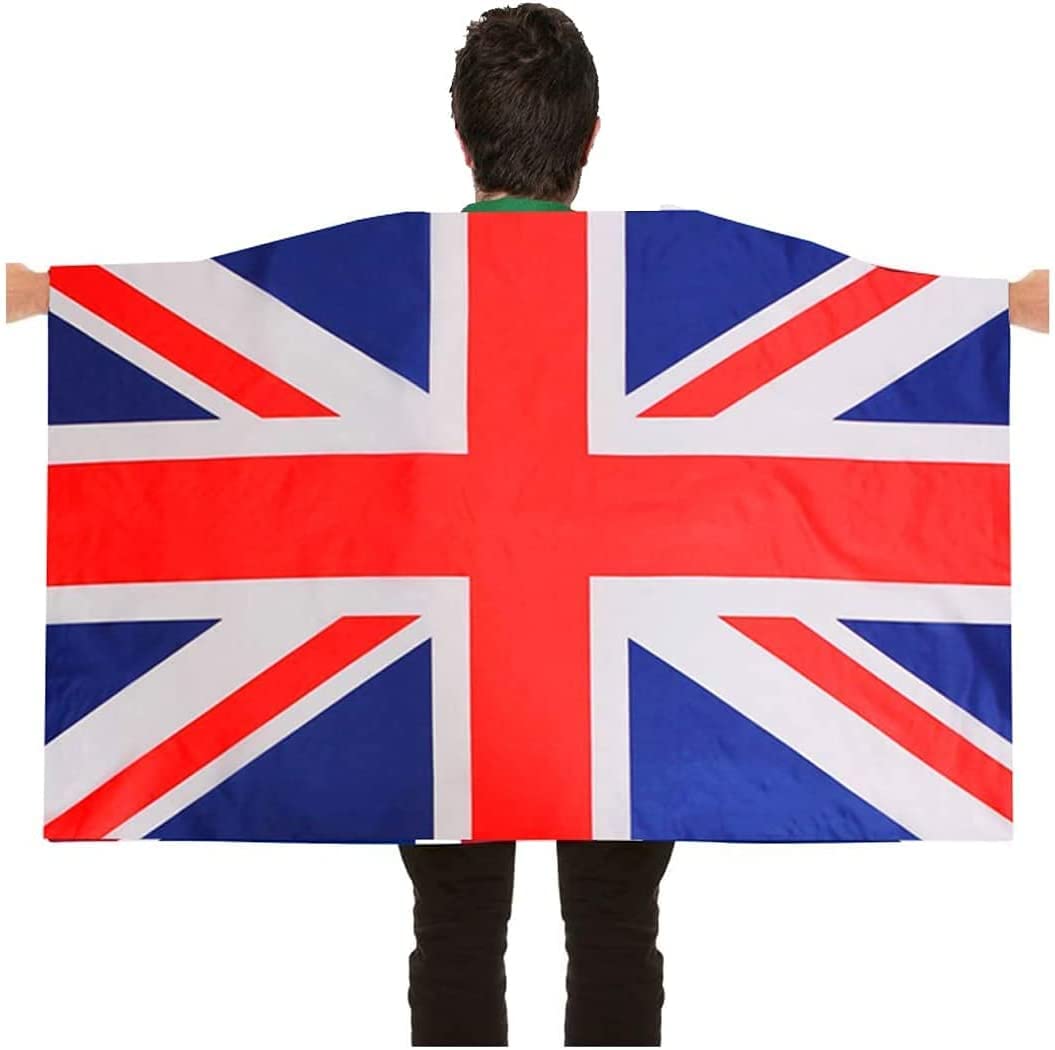 UNION JACK FLAG WEARABLE BRITISH FLAG CAPE FANCY DRESS ACCESSORY, FOR SPORTING EVENTS & NATIONAL DAYS (PACK OF 1)