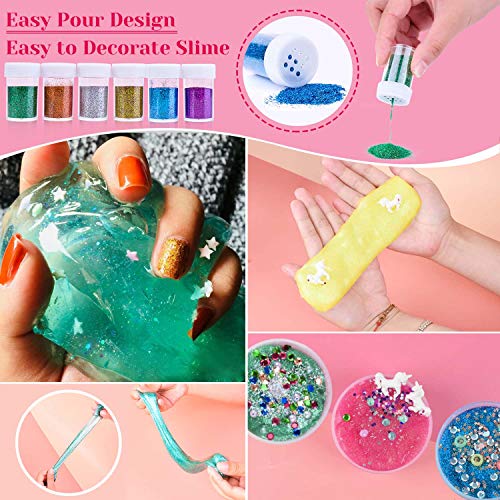 image for Anezus 24Pcs Chunky Glitter and Fine Glitter, Total 310g Craft Glitter