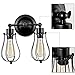 Csinos Industrial Wall Light, Vintage Light Fixture Rotatable Black Wire Cage Wall Sconce Light Fixture (2 Light)