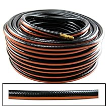 Heavy-Duty Rubber 3/8-Inch x 50-Ft All-Weather Air Hose, 1/4-Inch NPT Fitting