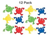 Kidsco Mini Jumping Frogs - Pack of 12 - 2 Inches Assorted Colors Frog Jumping Toy - for Kids Great Party Favors, Bag Stuffers, Fun, Toy, Gift, Prize, Piñata Filler