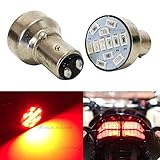 Mega Racer Motorcycle 1157 Super Red LED 12 Chip BAY15D P21/5W Tail Stop Brake Light 7528 2057 2357 Scooter Chopper Bike Moped Lamp
