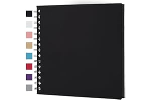 Finksy 7 x 7 Inch DIY Scrapbook Photo Album Black 40 Pages Hardcover Kraft Blank Memory Book for Wedding and Anniversary Fami