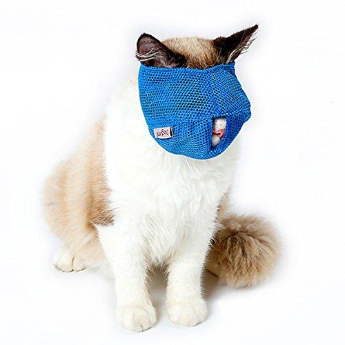 UHeng Pet Cat Muzzles Breathable Mesh Anti Biting Chewing Meow Mouth Cover