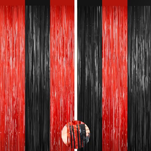 Red Black Tinsel Backdrop