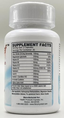 FibroMyRelief Advanced Nutritional Supplement - with CoQ10, Alpha Lipoic  Acid, B Complex, Zinc, Magnesium, D3, Selenium, Acetyl L-Carnitine, and N- Acetyl Cysteine in Kenya